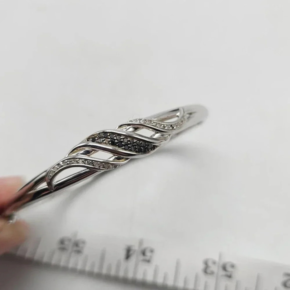 Bradford Exchange Cascade Of Beauty Bracelet With Black White Diamonds HGE - Picture 5 of 6